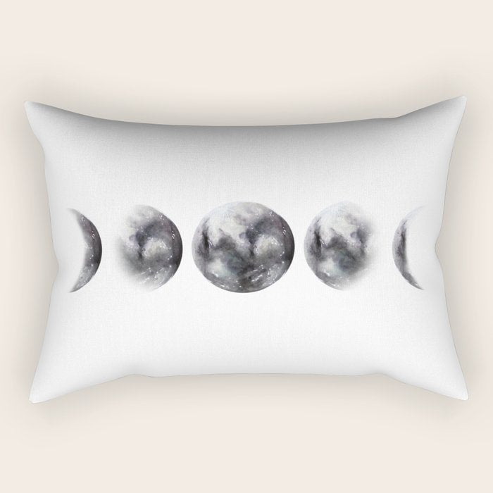 Moon Phases Watercolor Painting Rectangular Pillow