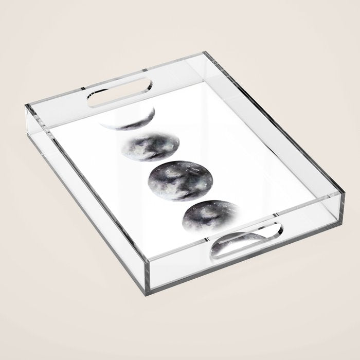 Moon Phases Watercolor Painting Acrylic Tray