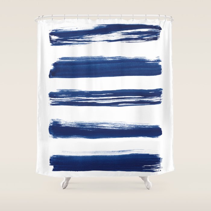 Indigo Brush Strokes | No. 2 Shower Curtain
