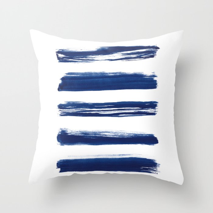 Indigo Brush Strokes | No. 2 Throw Pillow