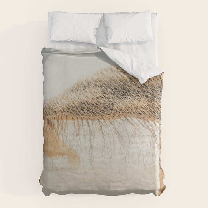 Beach Dreams Iii - Straw Beach Umbrellas Photography By Ingrid Beddoes Duvet Cover