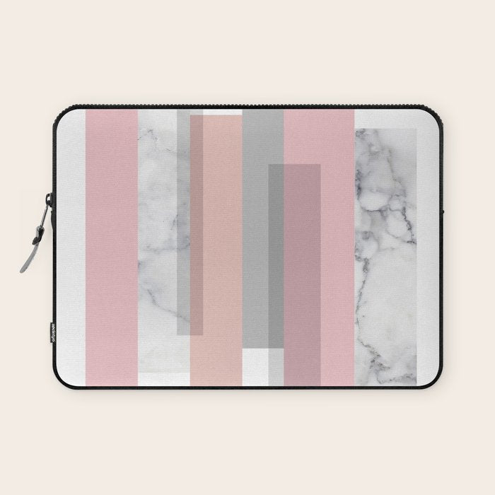 Stripes In Blush And Marble Laptop Sleeve