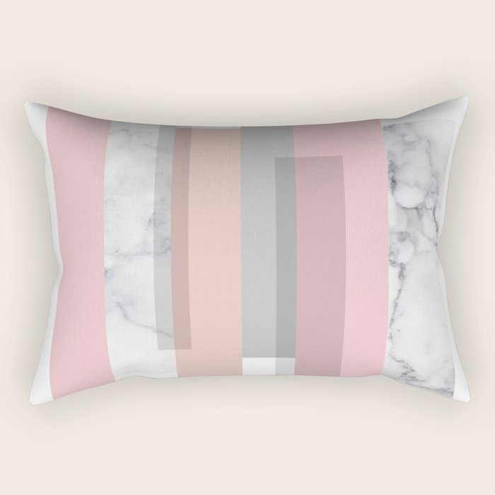 Stripes In Blush And Marble Rectangular Pillow