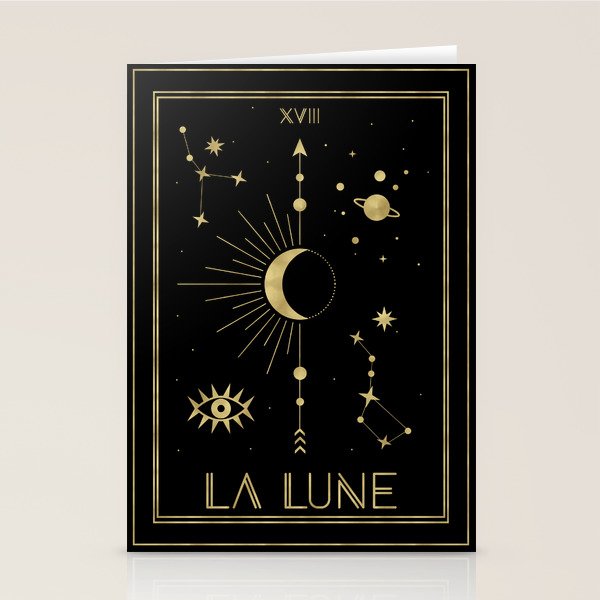 The Moon Or La Lune Gold Edition Stationery Card