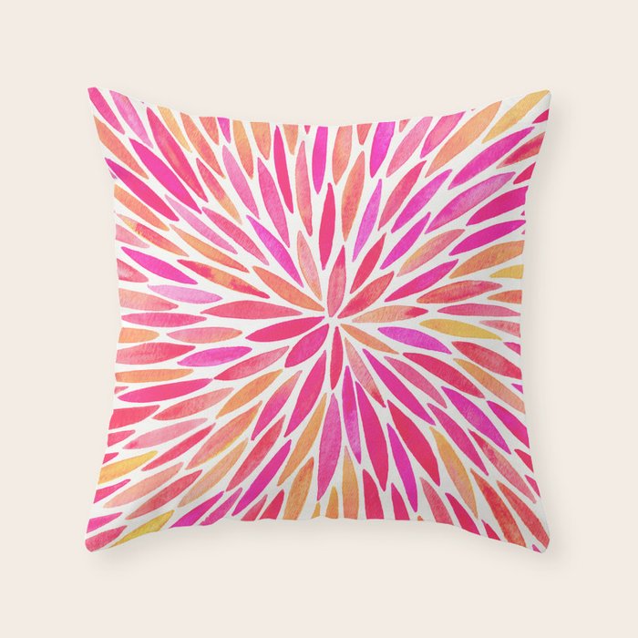 Watercolor Burst - Pink Ombrã© Throw Pillow