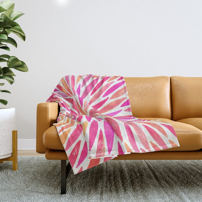 Watercolor Burst - Pink Ombrã© Throw Blanket