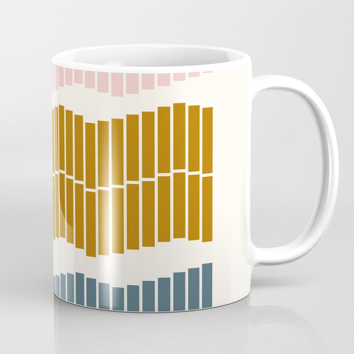 Minimalist Wavy Geometric Pattern In Pink, Gold, And Blue Coffee Mug