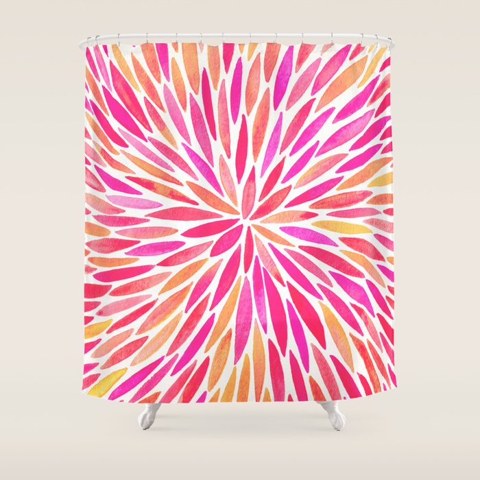 Watercolor Burst - Pink Ombrã© Shower Curtain