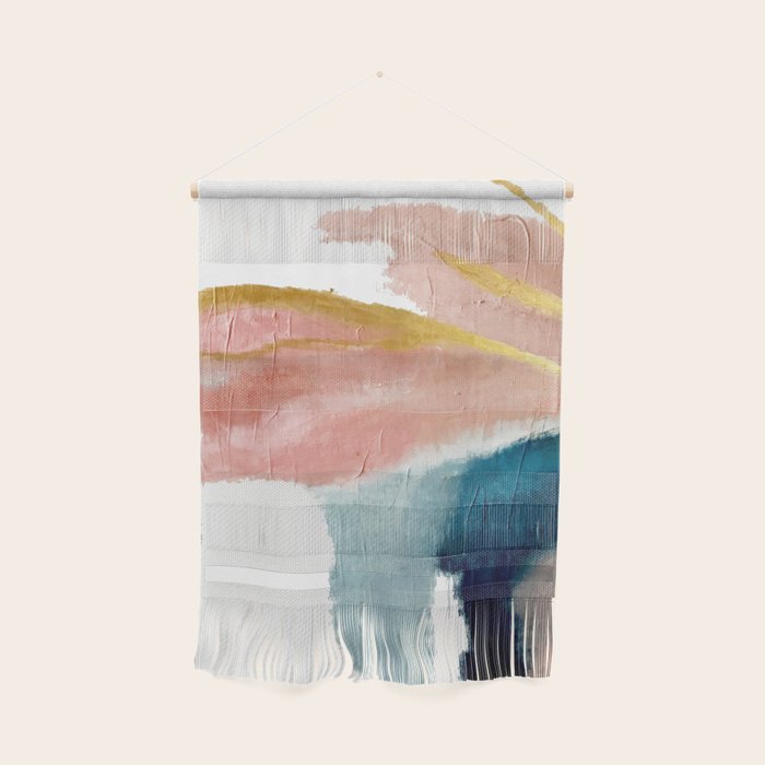 Exhale: A Pretty, Minimal, Acrylic Piece In Pinks, Blues, And Gold Wall Hanging