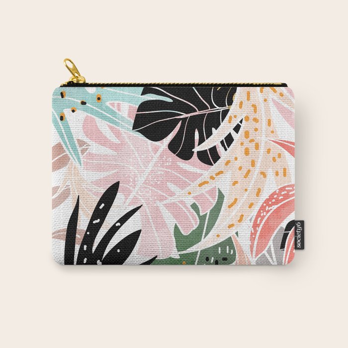 Veronica, Tropical Eclectic Bold Monstera Palm Illustration Nature Modern Colorful Jungle Carry All Pouch