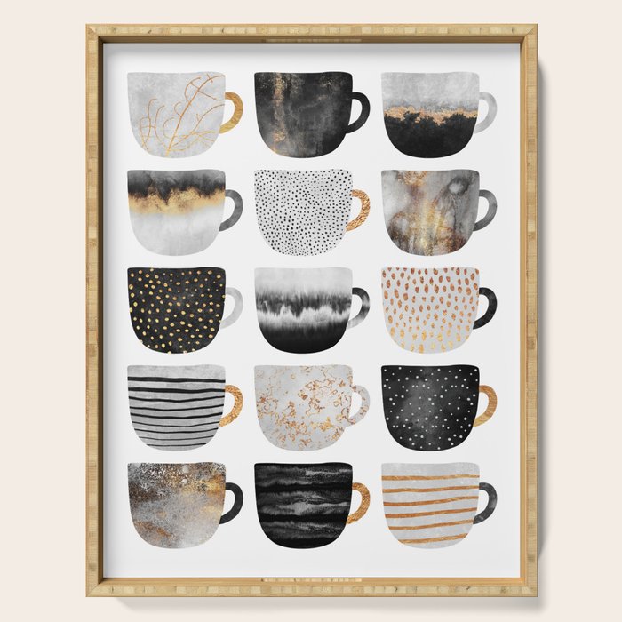 Pretty Coffe Cups 3 - White Serving Tray