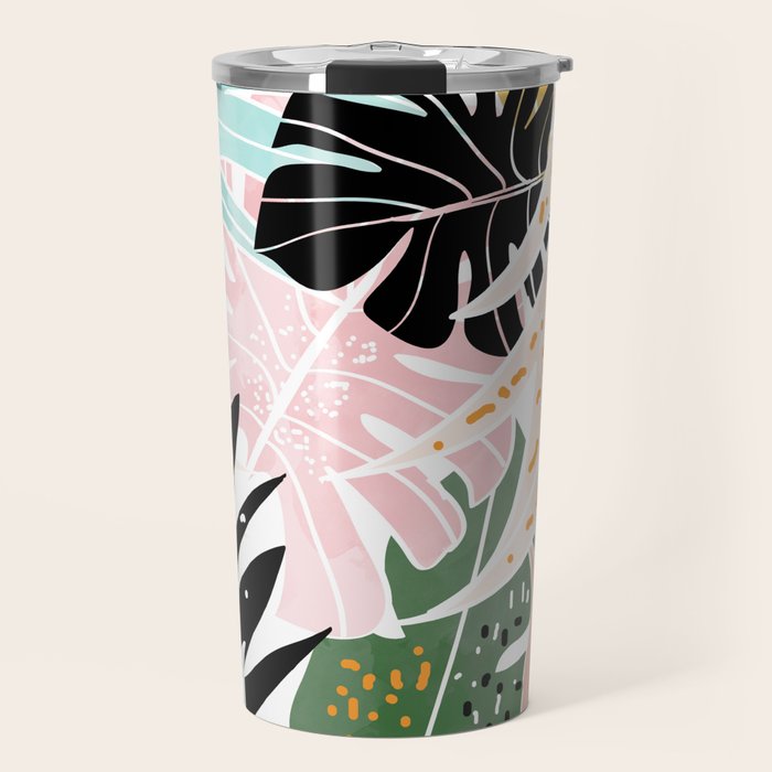 Veronica, Tropical Eclectic Bold Monstera Palm Illustration Nature Modern Colorful Jungle Travel Mug