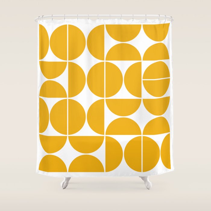 Mid Century Modern Geometric 04 Yellow Shower Curtain