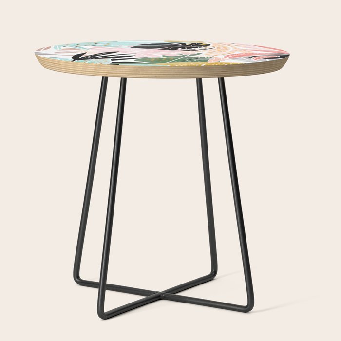 Veronica, Tropical Eclectic Bold Monstera Palm Illustration Nature Modern Colorful Jungle Side Table
