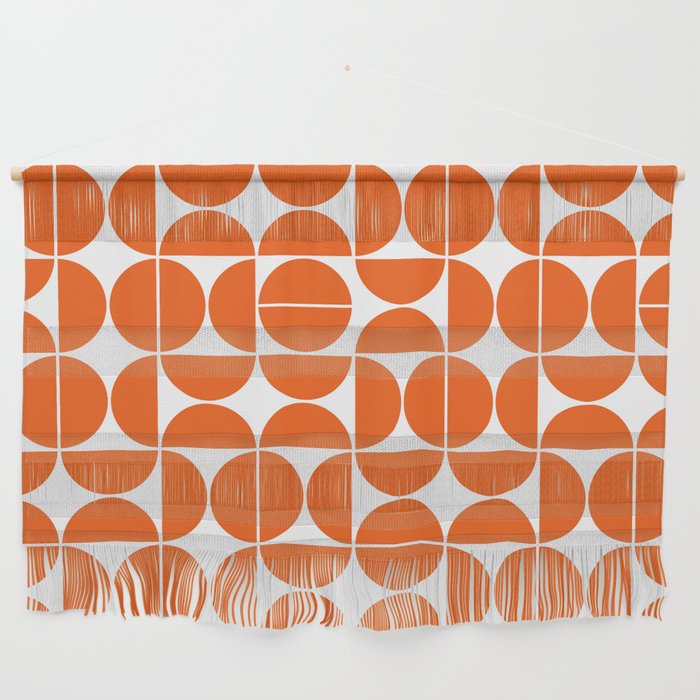 Mid Century Modern Geometric 04 Orange Wall Hanging