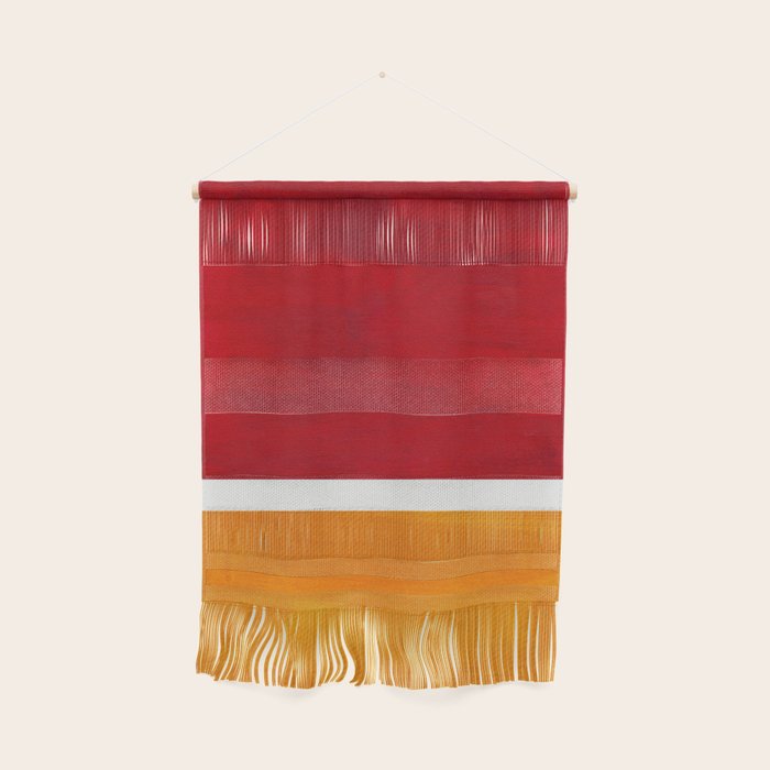 Burnt Red Yellow Ochre Mid Century Modern Abstract Minimalist Rothko Color Field Squares Wall Hanging