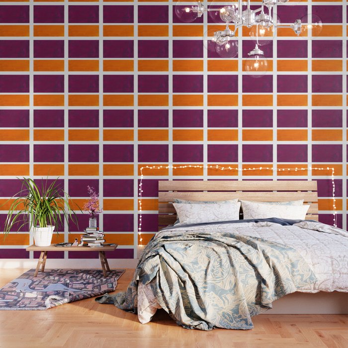 Purple Wine Yellow Ochremid Century Modern Abstract Minimalist Rothko Color Field Squares Wallpaper