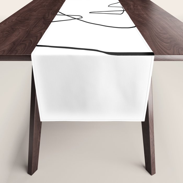 Abstract Head, Minimalist Line Art Table Runner