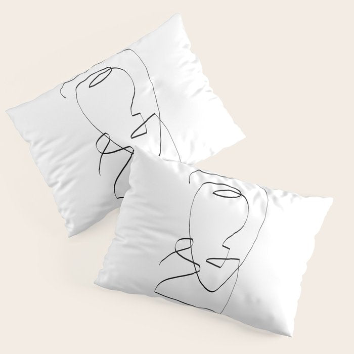 Abstract Head, Minimalist Line Art Pillow Sham