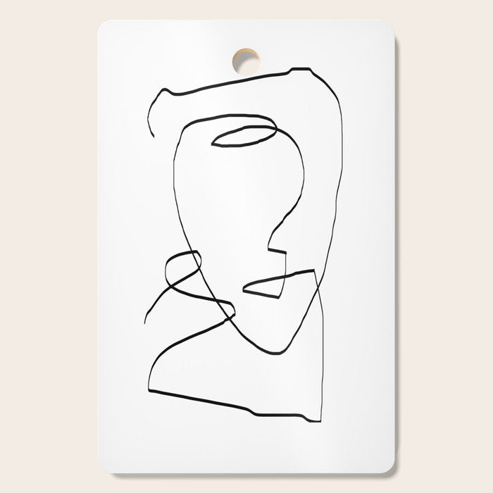 Abstract Head, Minimalist Line Art Cutting Board