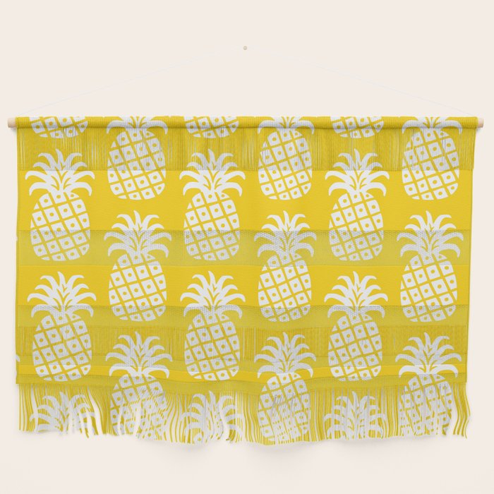 Mid Century Modern Pineapple Pattern Yellow Wall Hanging