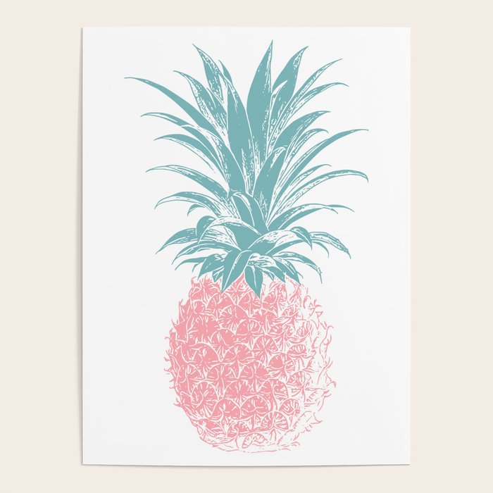 Simple Modern Boho Pineapple Drawing Poster