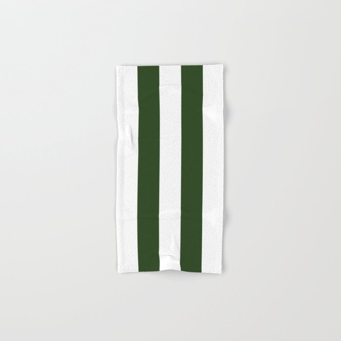 Large Dark Forest Green And White Circus Tent Stripes Bath Towel