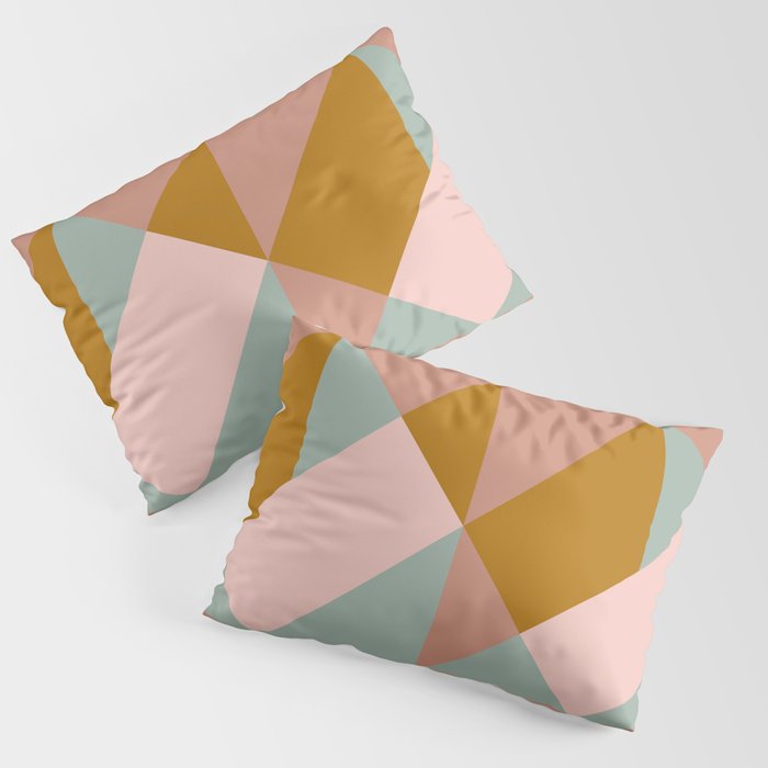 Retro Geometric Triangles In Earthy Pastels Pillow Sham