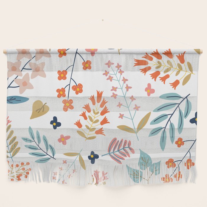Botanical Harmony | Floral Vintage Plants Colorful Leaves | Autumn Spring Nature Bohemian Chic Wall Hanging