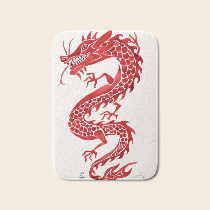 Chinese Dragon - Crimson Palette Bath Mat