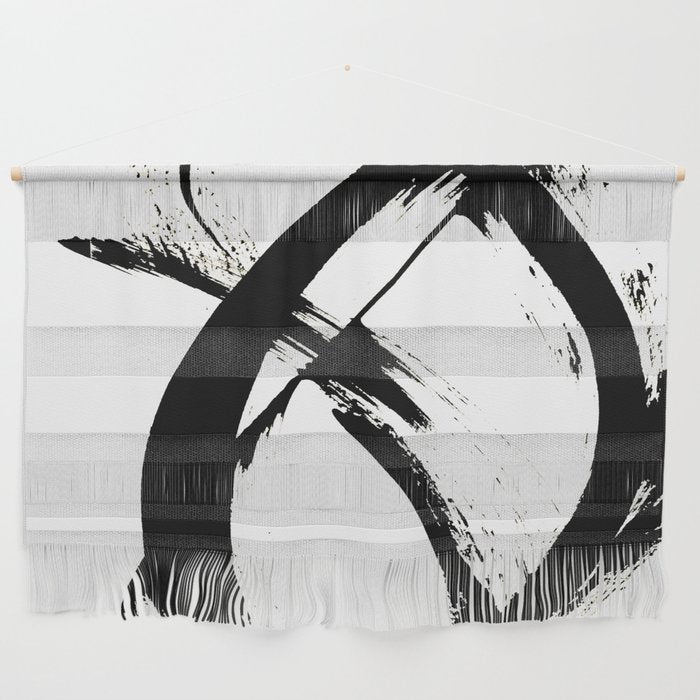 Brushstroke [7]: A Minimal, Abstract Piece In Black And White Wall Hanging