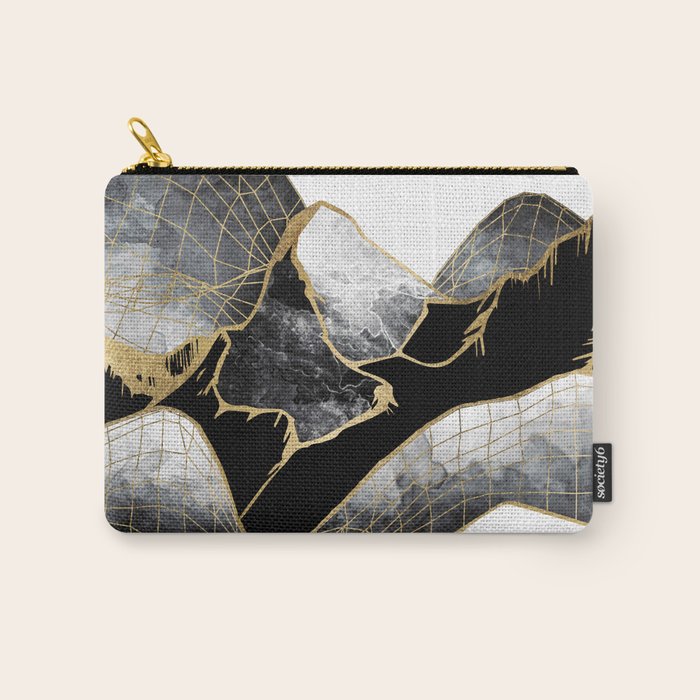 Minimal Black And Gold Mountains Carry All Pouch
