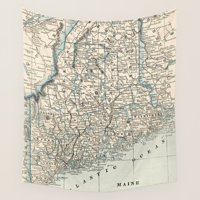 Vintage Map Of Maine (1893) Wall Tapestry