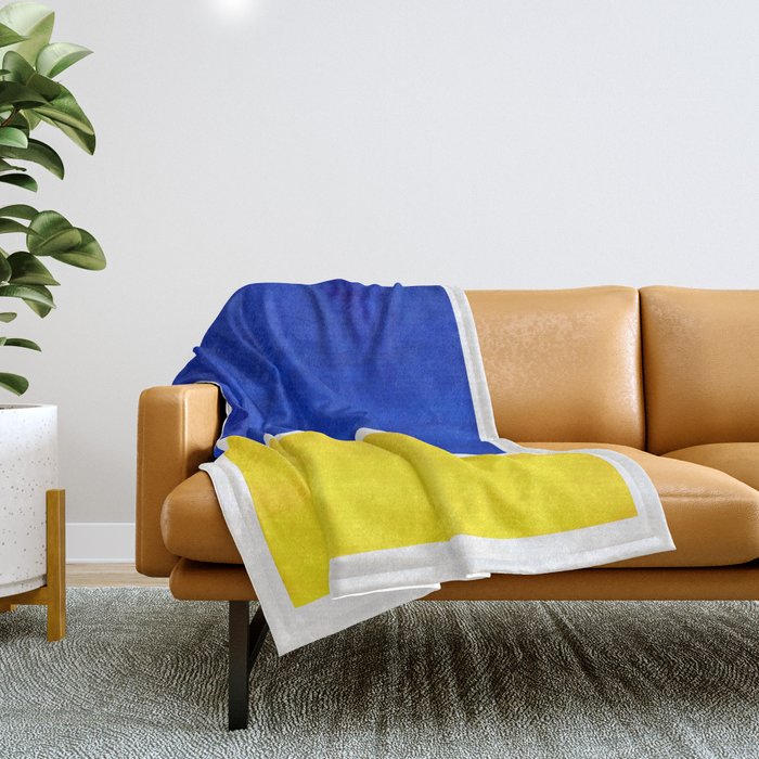Colorful Bright Minimalist Rothko Blue Yellow Midcentury Modern Art Vintage Pop Art Throw Blanket