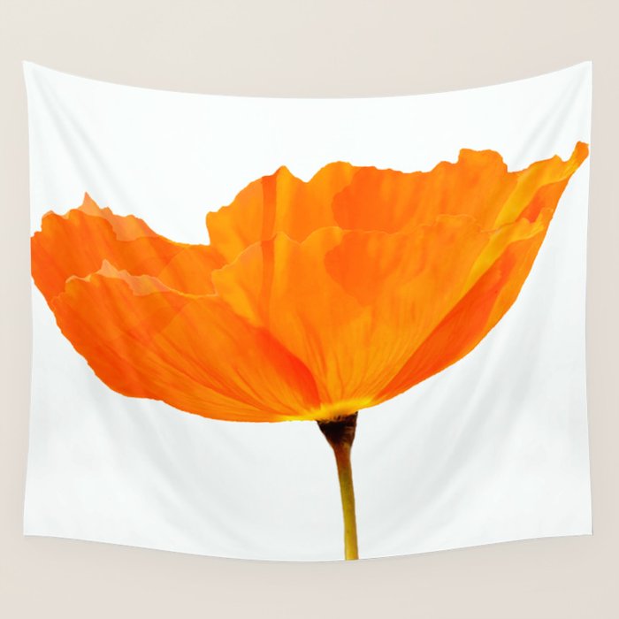 One And Only - Orange Poppy White Background #Decor #Homestorie #Buyart Wall Tapestry