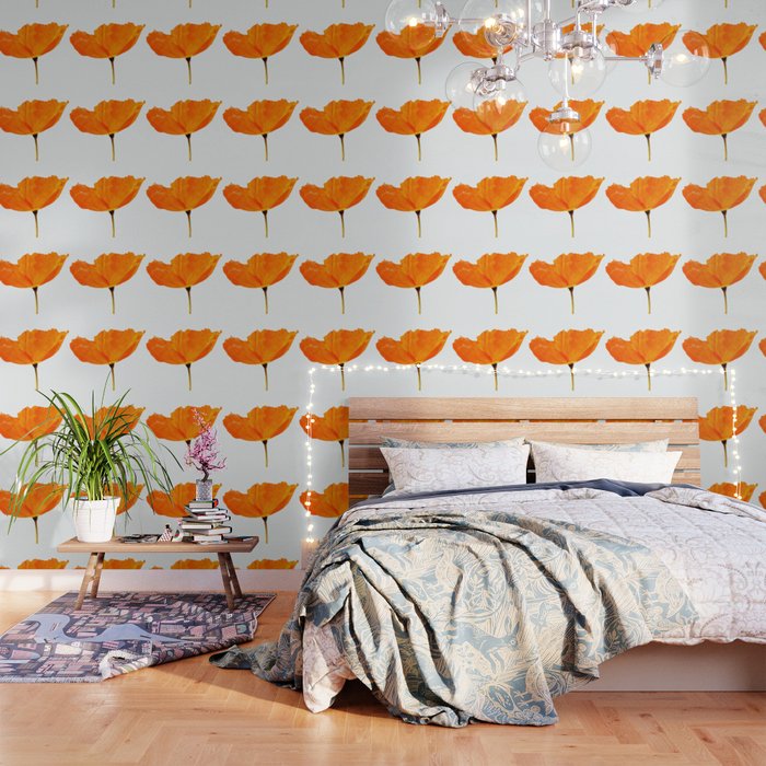 One And Only - Orange Poppy White Background #Decor #Homestorie #Buyart Wallpaper