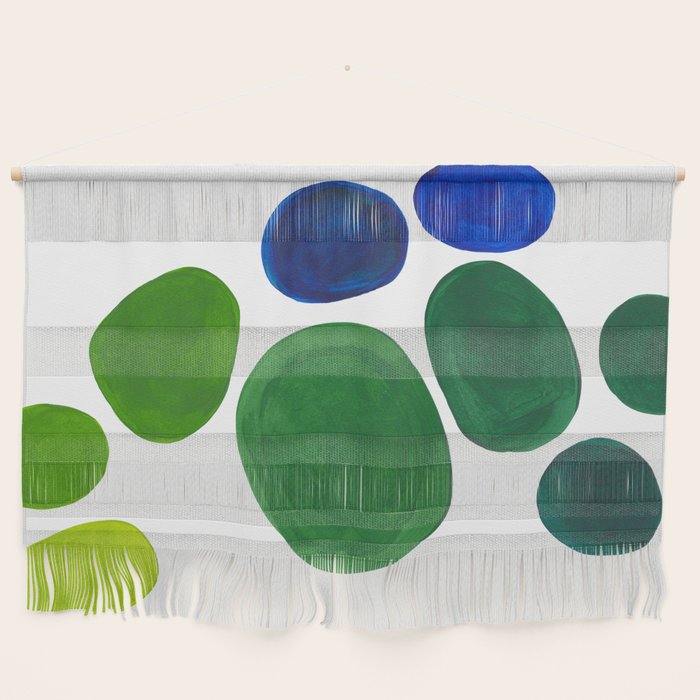 Mid Century Kusama Abstract Minimalist Colorful Pop Art Lime Green Blue Rainbow Ombre Gradient Wall Hanging
