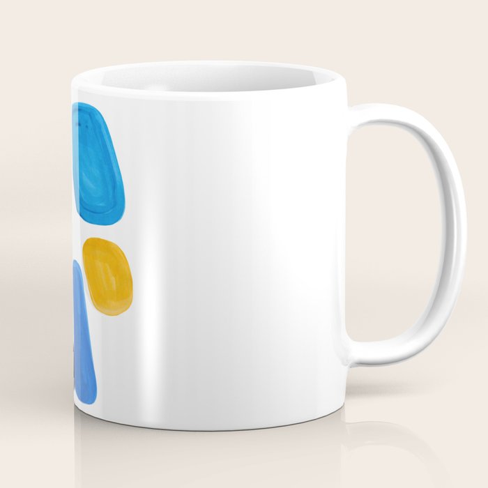 Mid Century Vintage Abstract Minimalist Colorful Pop Art Teal Blue Turquoise Yellow Pattern Coffee Mug