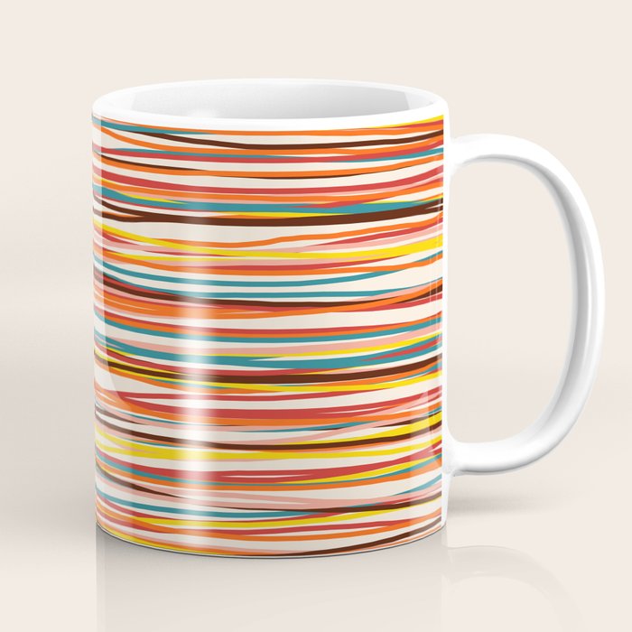 Bright Colorful Lines - Classic Abstract Minimal Retro Summer Style Stripes Coffee Mug