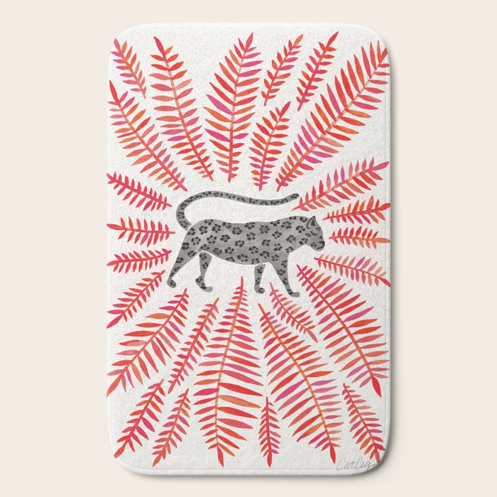 Black Jaguar - Red Leaf Palette Bath Mat