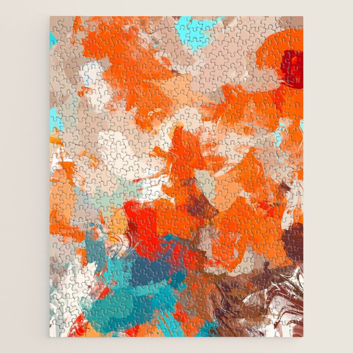 Pleasure, Abstract Painting Summer, Positivity Modern Bohemian Pop Of Color Bright Good Vibes Jigsaw Puzzle
