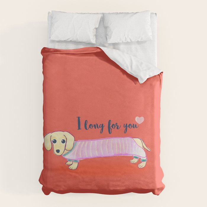 Valentine'S Day Dachshund Dog Duvet Cover