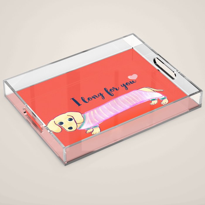 Valentine'S Day Dachshund Dog Acrylic Tray