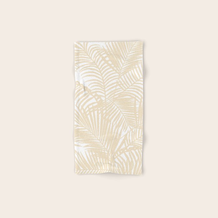 Modern Tropical Elegant Ivory Palm Tree Pattern Bath Towel