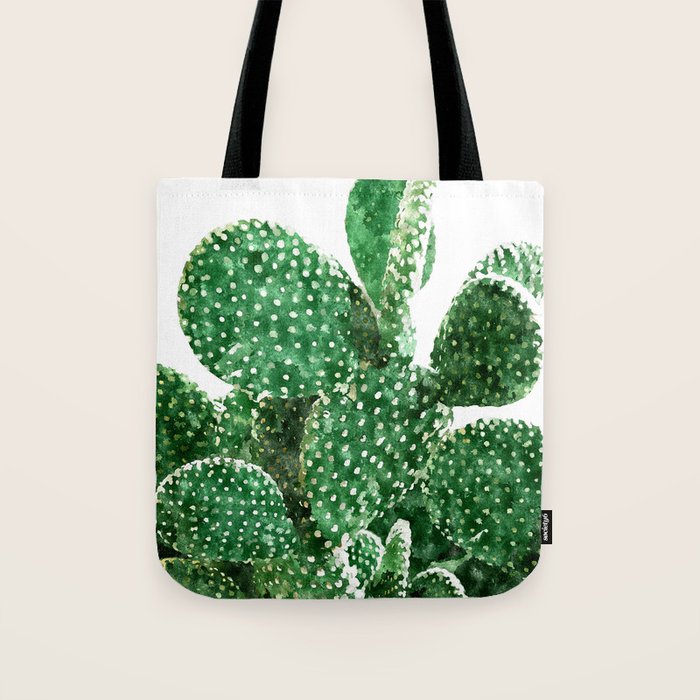 Velvet Cactus | Watercolor Botanical Plants | Minimal Boho Scandinavian Painting Tote Bag
