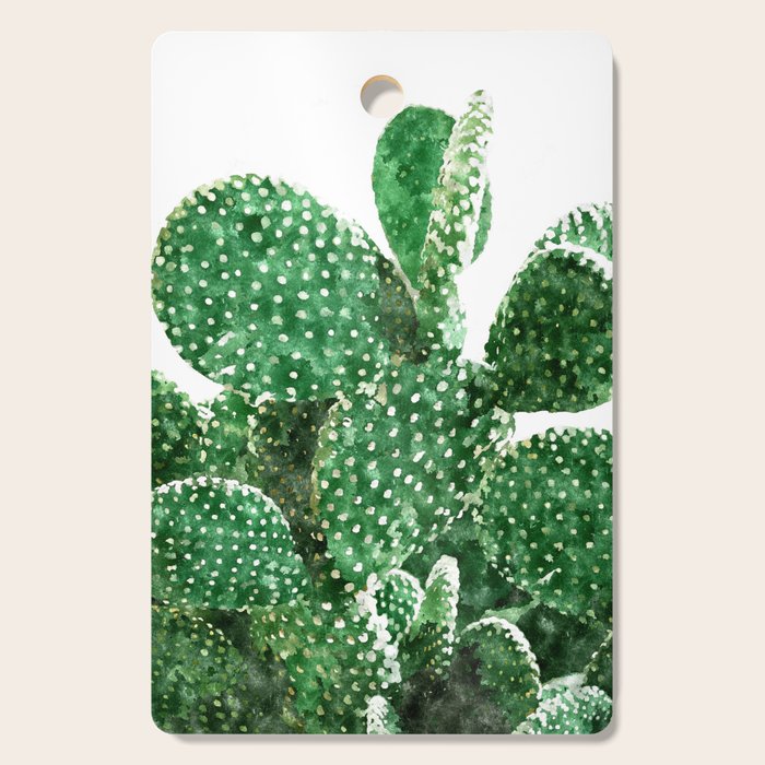 Velvet Cactus | Watercolor Botanical Plants | Minimal Boho Scandinavian Painting Cutting Board