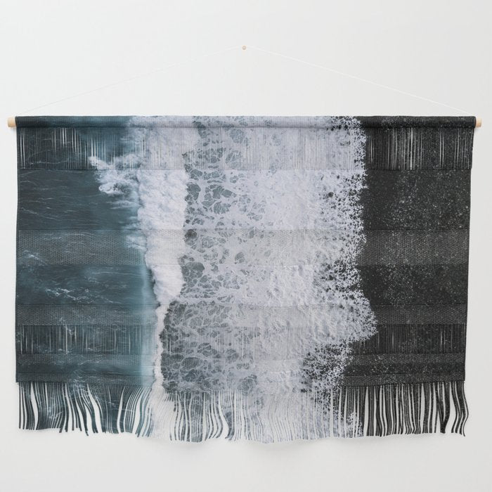Waves From Above On A Black Sand Beach Wall Hanging