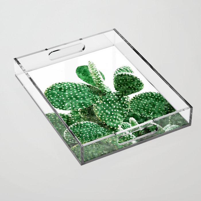 Velvet Cactus | Watercolor Botanical Plants | Minimal Boho Scandinavian Painting Acrylic Tray