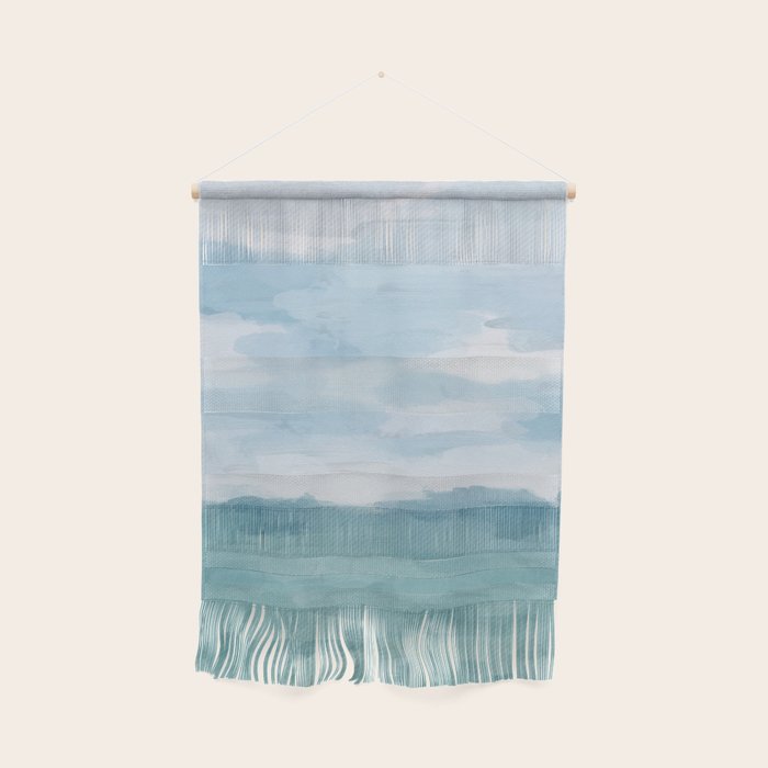Ocean Clouds - Mint Blue White Gray Abstract Wall Art Painting Wall Hanging
