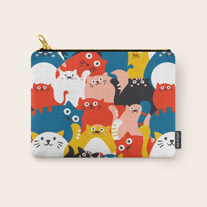 Silly Cats Crowd Pattern Carry All Pouch